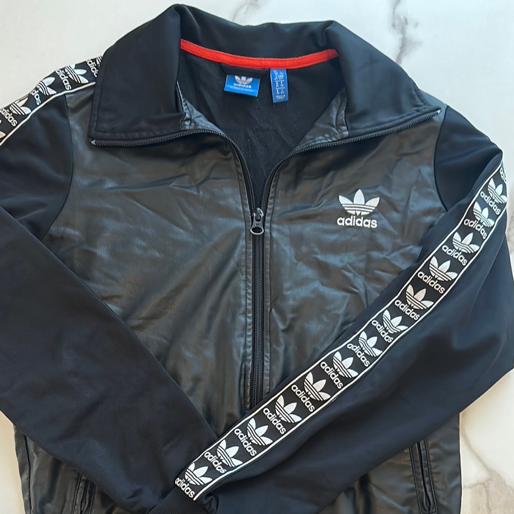 Adidas Black Bomber Jacket with Trefoil Logo